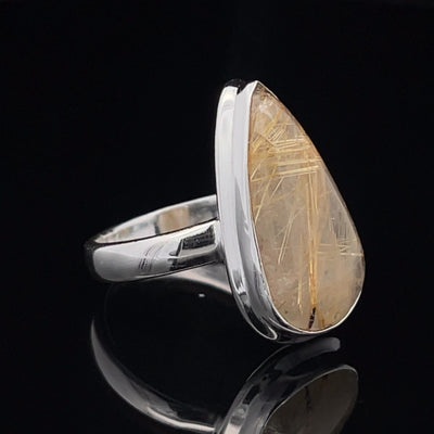 Sterling Silver Rutilated Quartz Ring Size 8