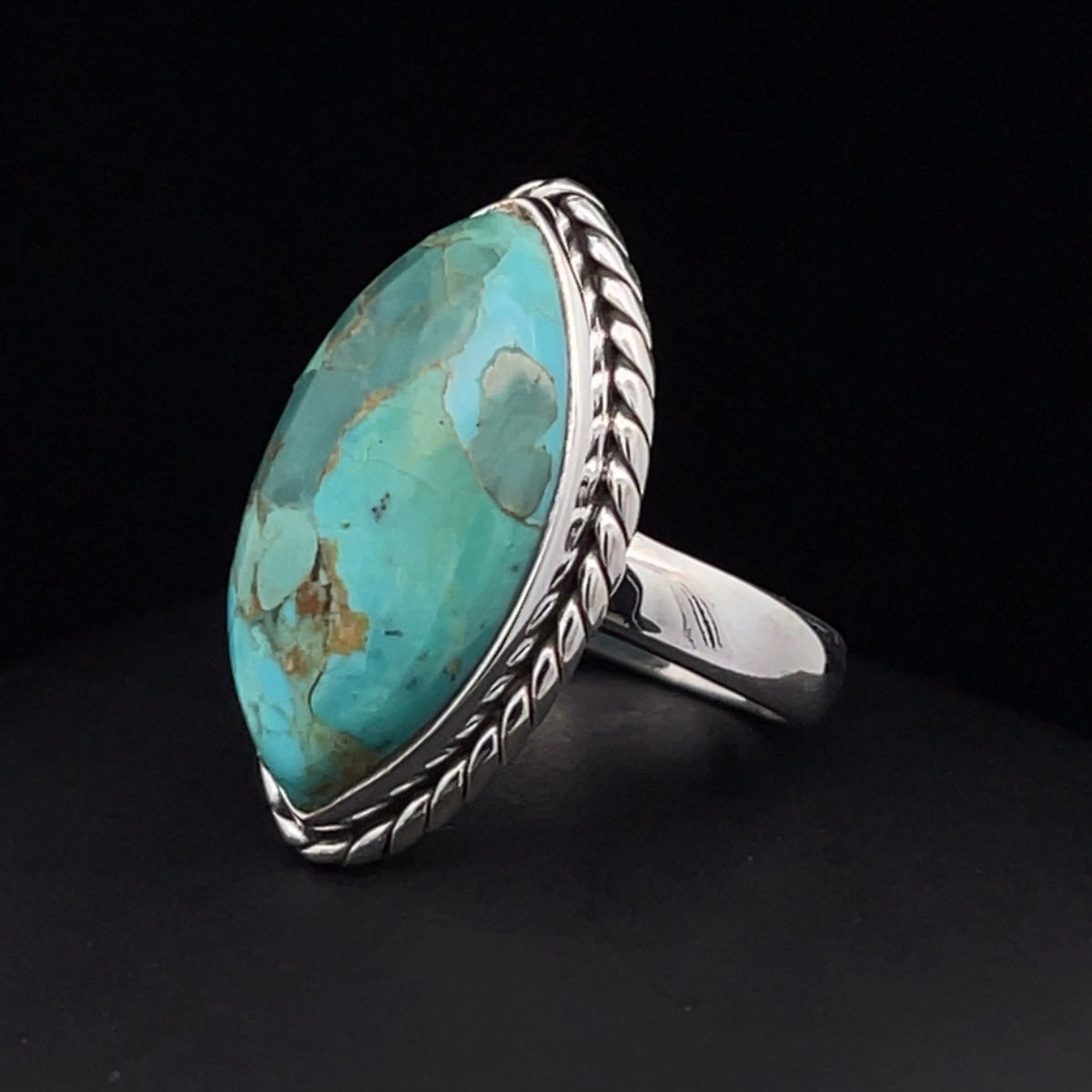 Sterling Silver Kingman Turquoise Ring Size 6.5