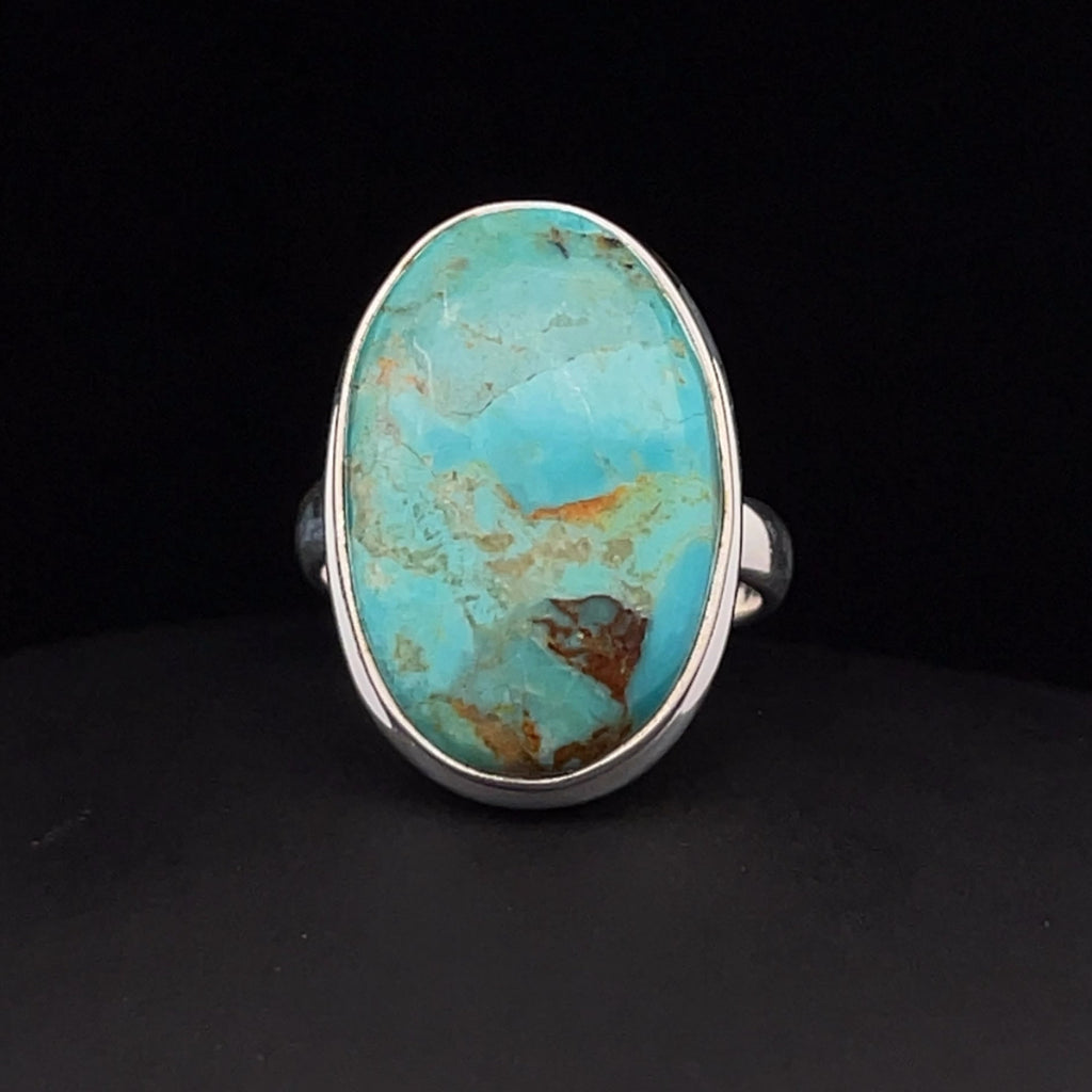 Sterling Silver Kingman Turquoise Ring Size 8