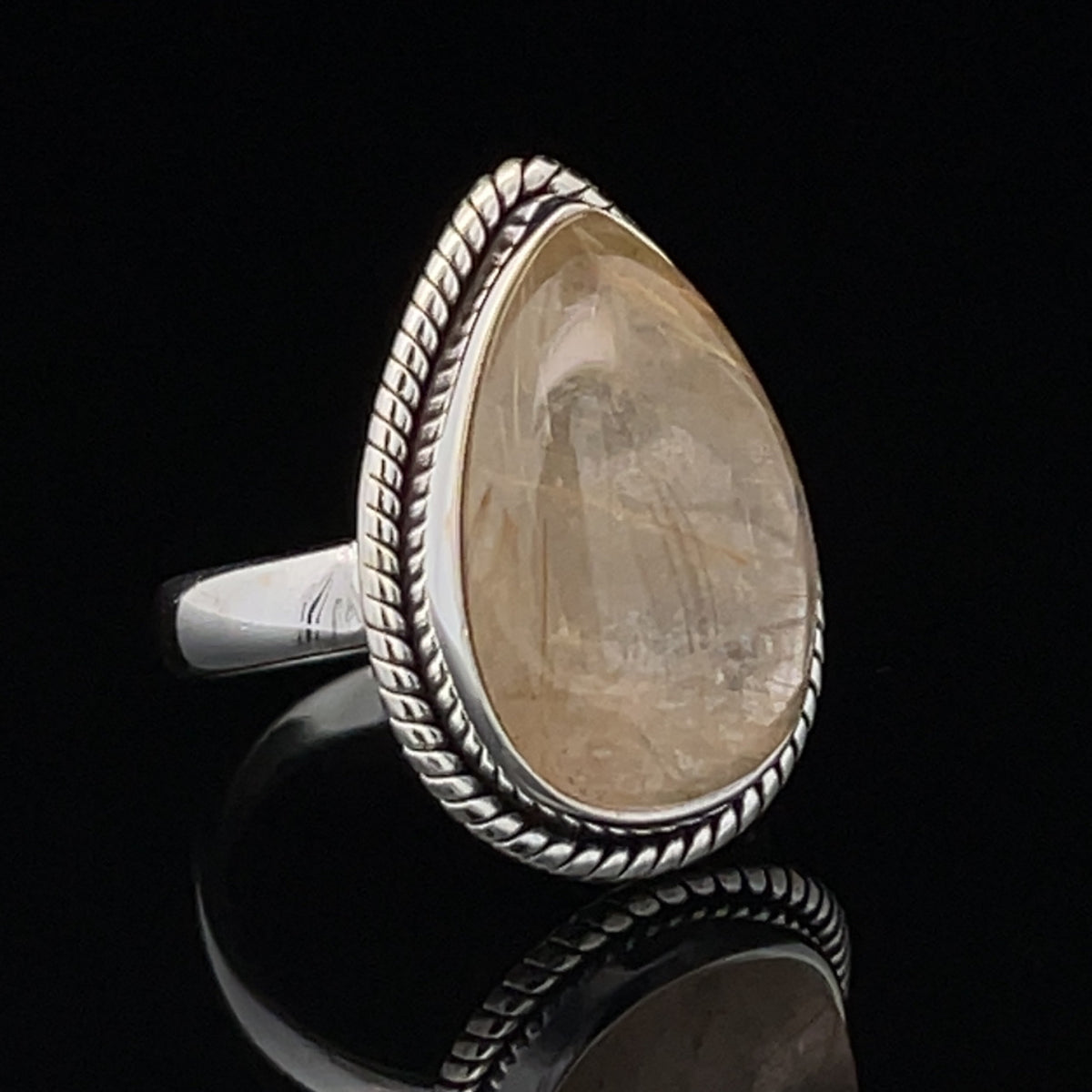 Sterling Silver Rutilated Quartz Ring Size 7
