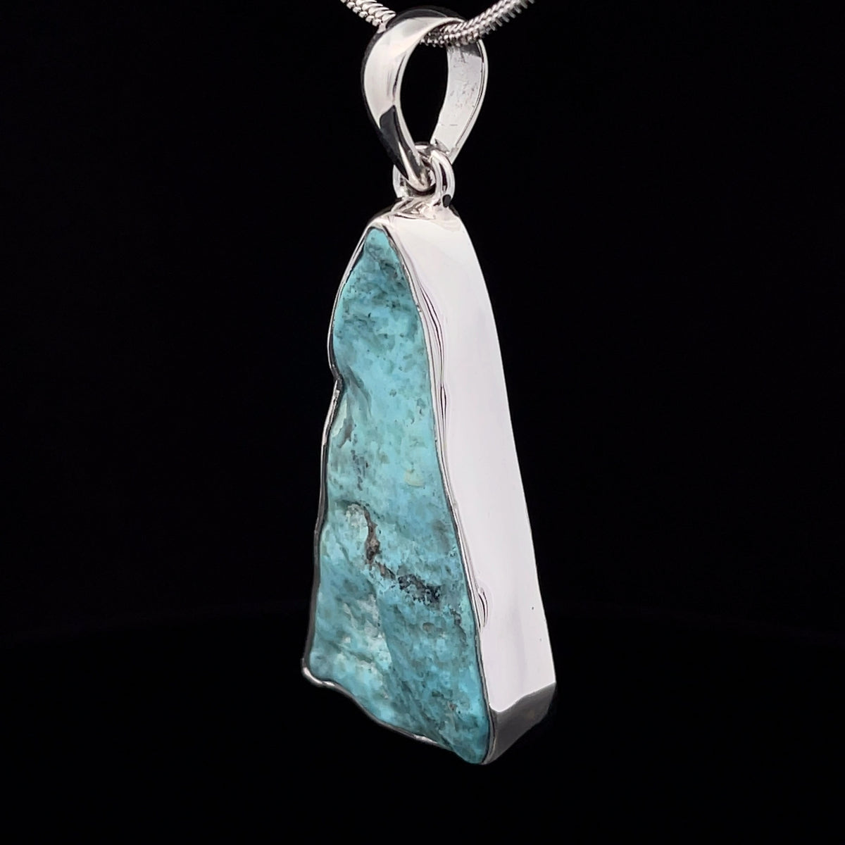 Sterling Silver Raw Kingman Turquoise Pendant