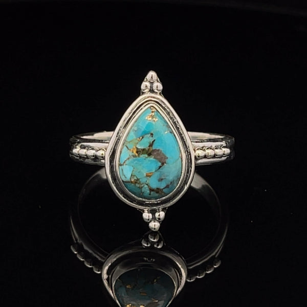 Sterling Silver Copper Included Turquoise Ring Size 10