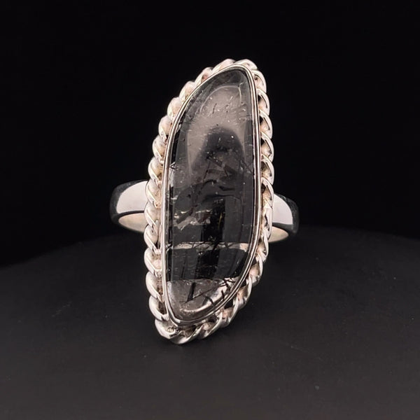 Sterling Silver Tourmalated Quartz Ring Size 9