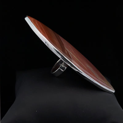 Sterling Silver Huge Polychrome Jasper Ring Adjustable