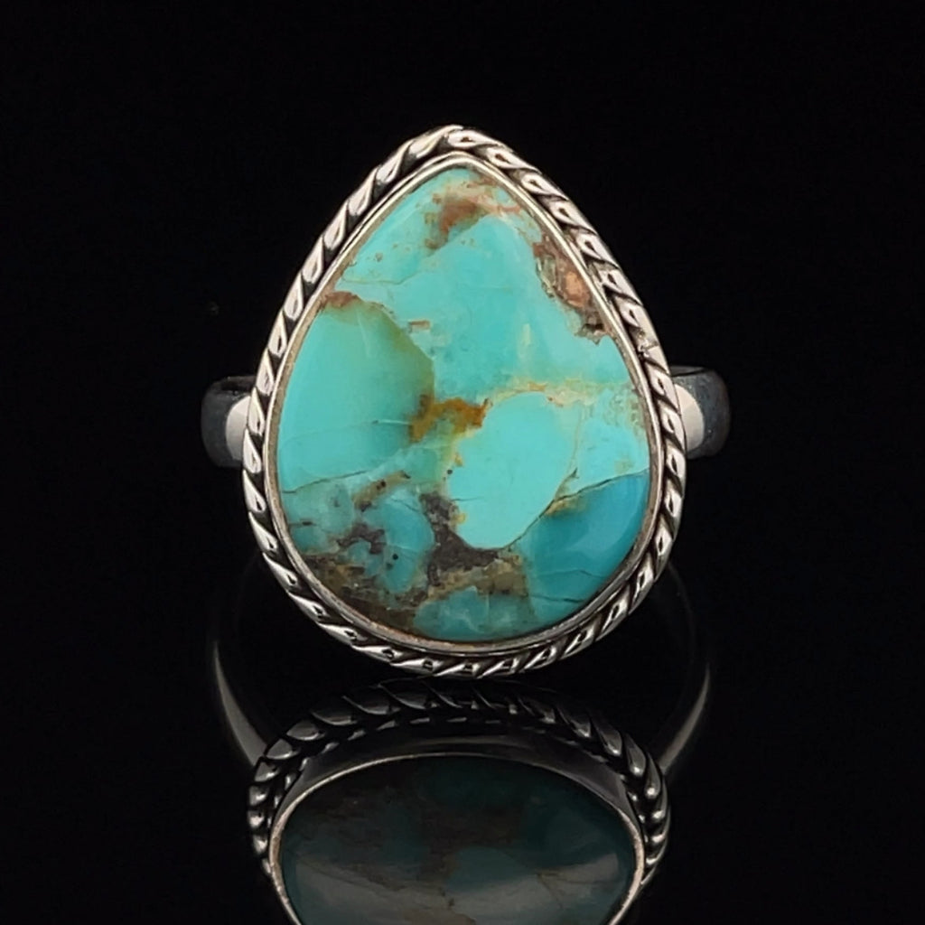 Sterling Silver Kingman Turquoise Ring Size 10