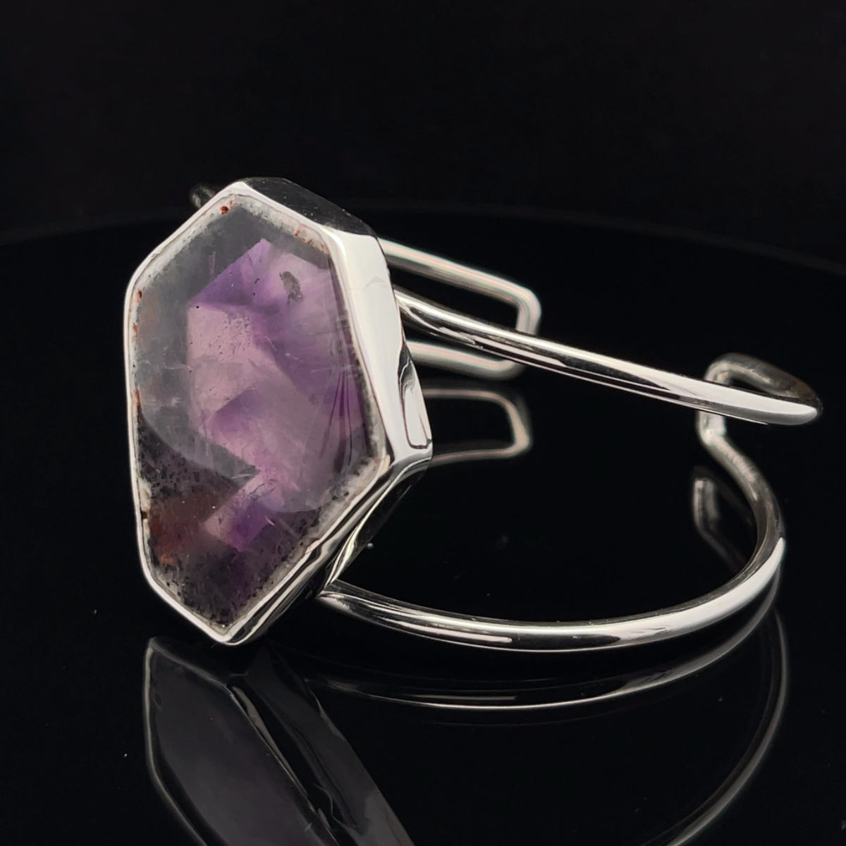 Sterling Silver Trapiche Amethyst Cuff Bracelet