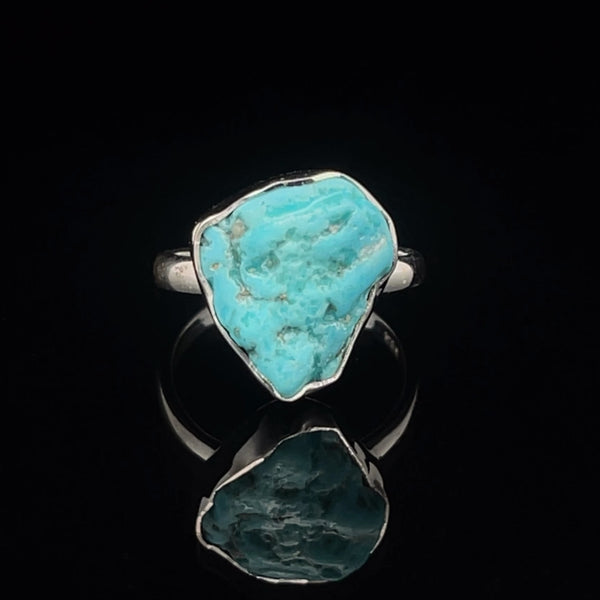 Sterling Silver Raw Turquoise Ring Size 5
