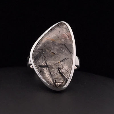 Sterling Silver Tourmalated Quartz Ring Size 7