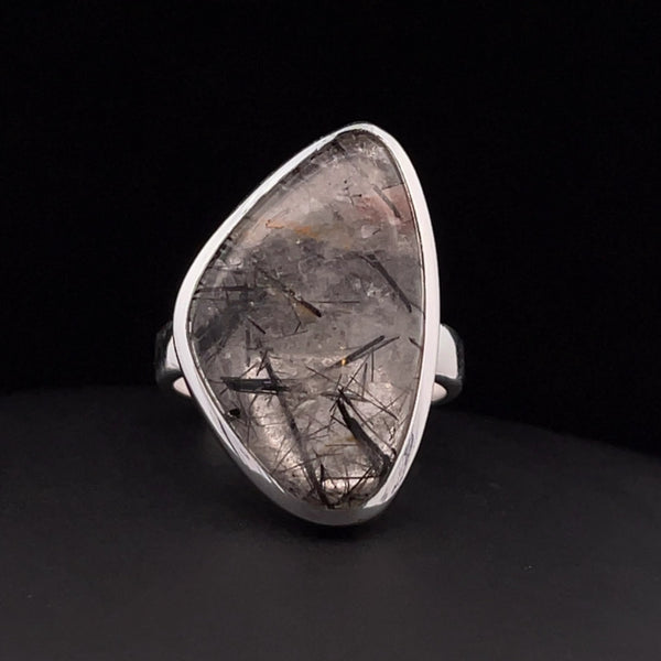 Sterling Silver Tourmalated Quartz Ring Size 7