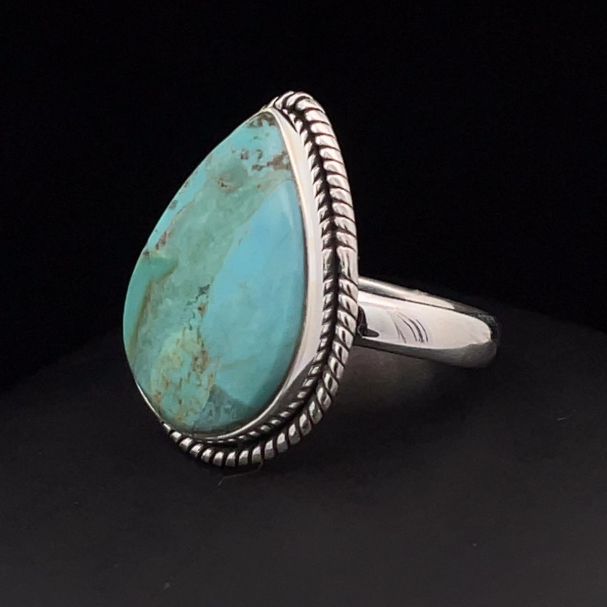 Sterling Silver Kingman Turquoise Ring Size 8