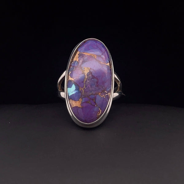 Sterling Silver Copper Purple Turquoise Ring Size 7