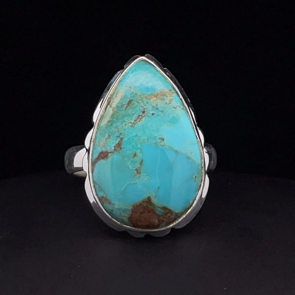 Sterling Silver Kingman Turquoise Ring Size 8