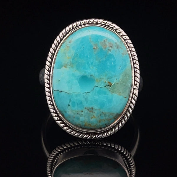 Sterling Silver Kingman Turquoise Ring Size 10