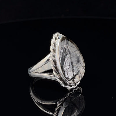 Sterling Silver Tourmalated Quartz Ring Size 7