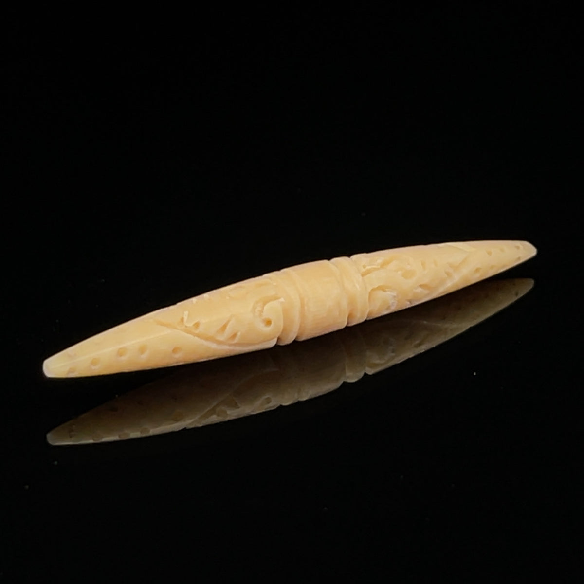 4g Fossilized Mammoth Carved Septum Spike