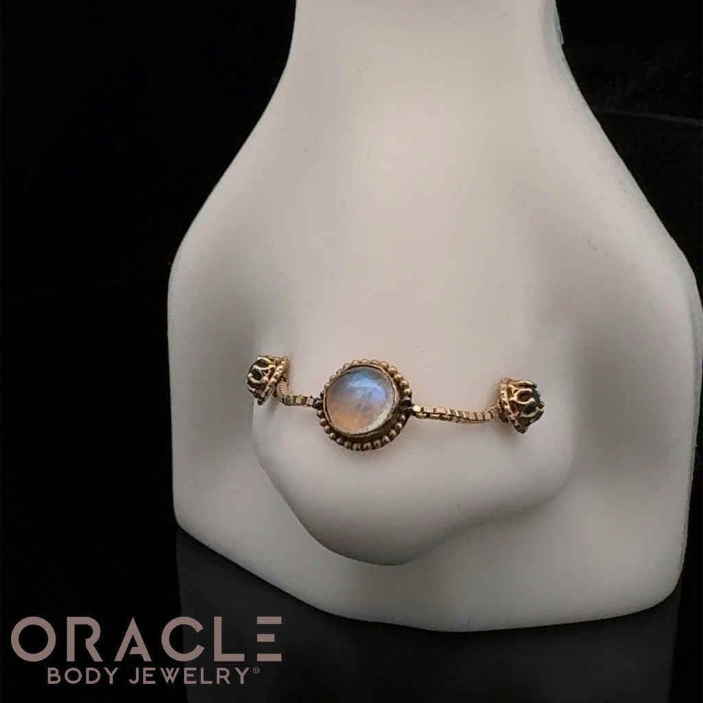 14k Moonstone and Box Chain