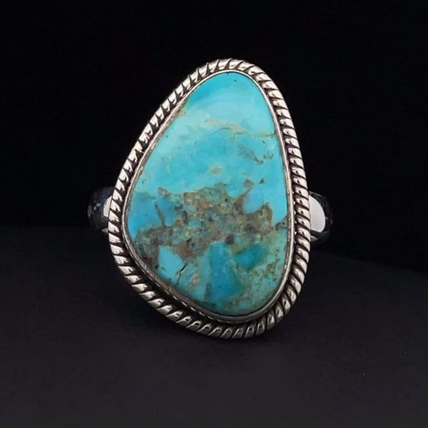 Sterling Silver Kingman Turquoise Ring Size 8