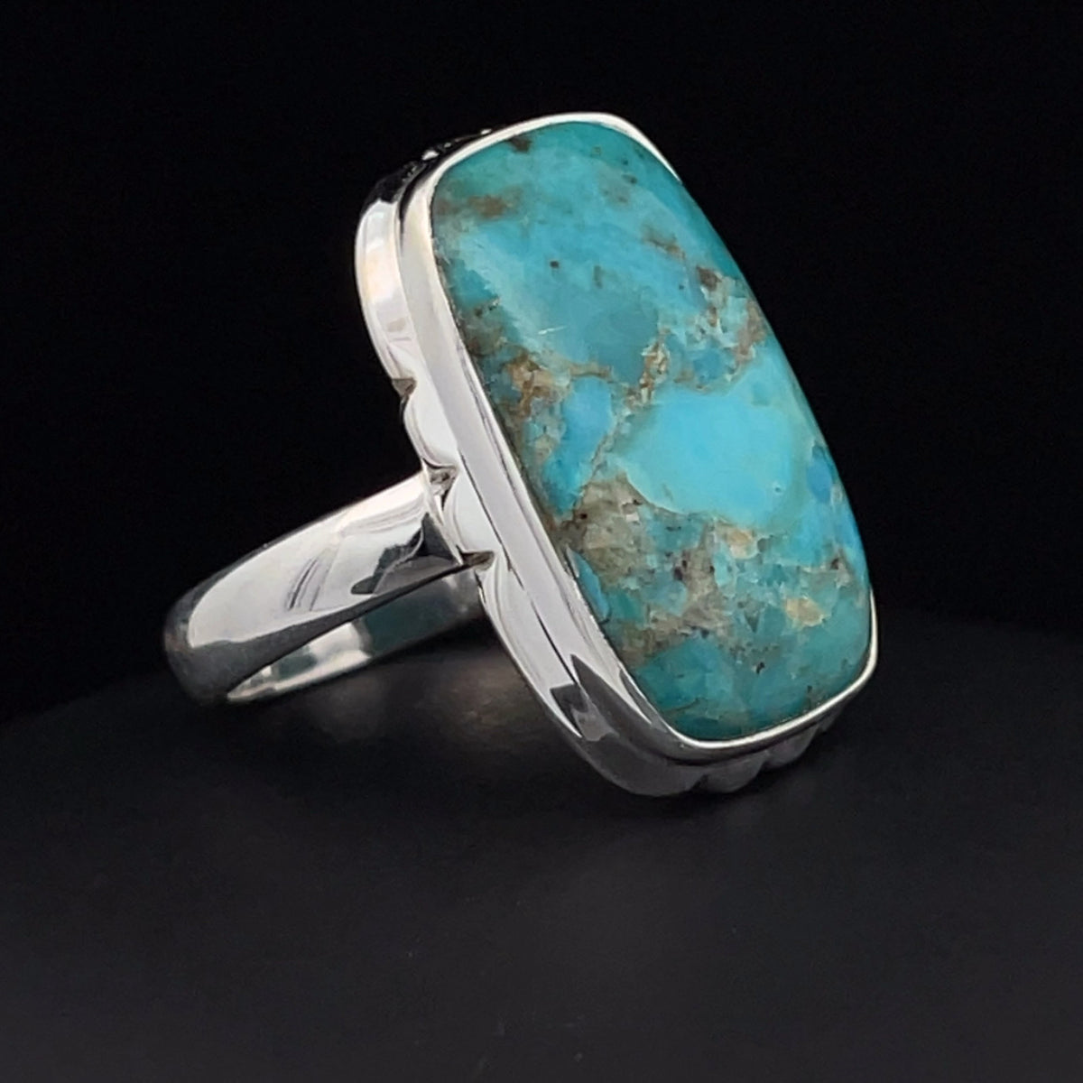 Sterling Silver Kingman Turquoise Ring Size 7