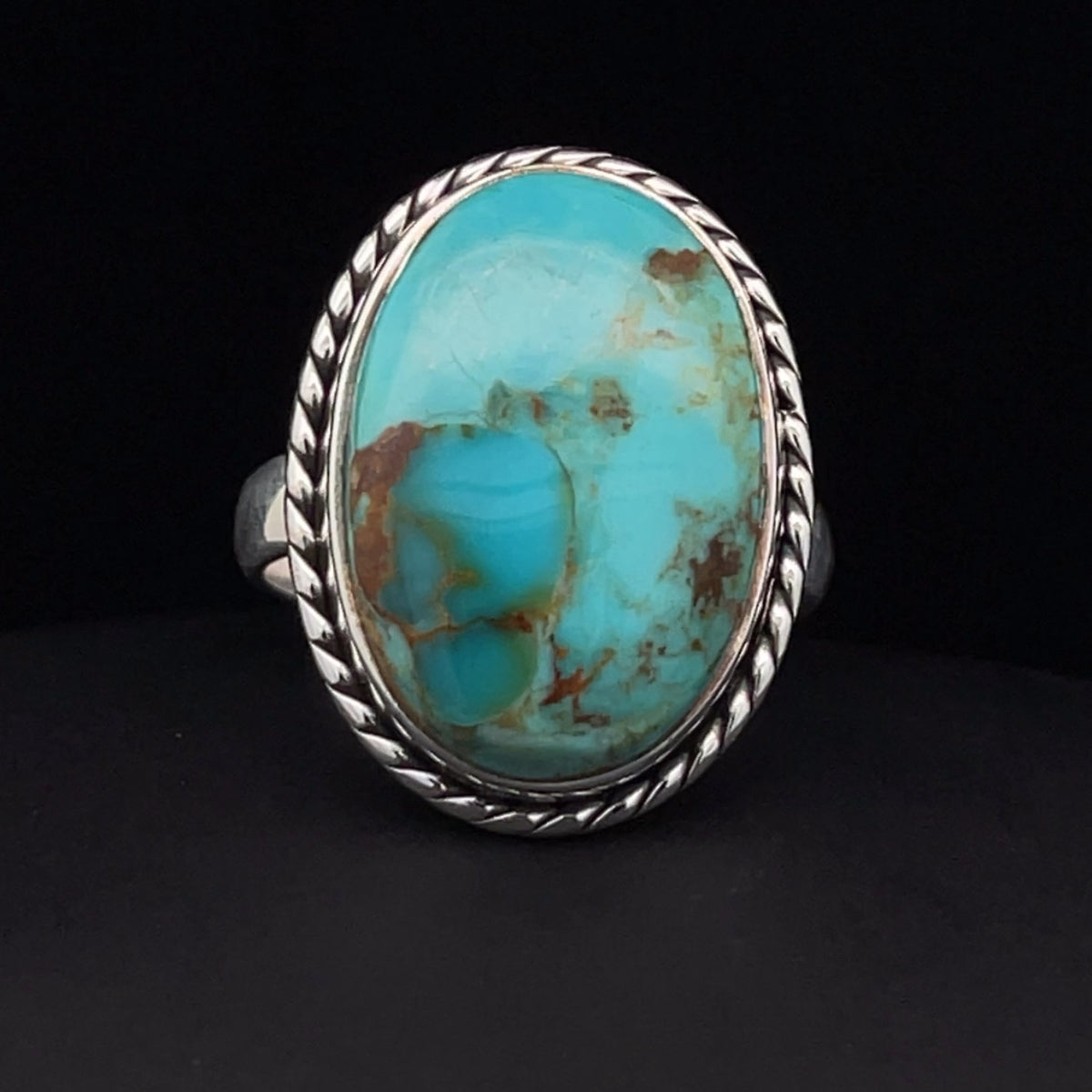 Sterling Silver Kingman Turquoise Ring Size 8