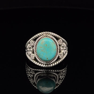 Sterling Silver Kingman Turquoise Ring Size 7