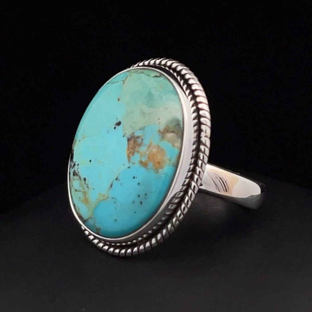 Sterling Silver Kingman Turquoise Ring Size 8