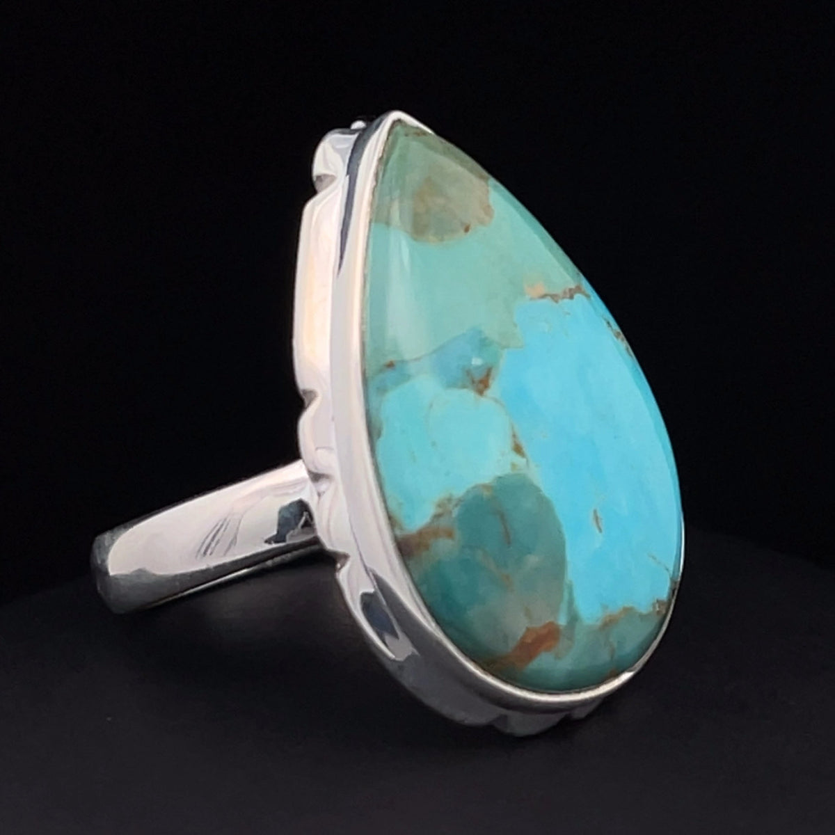 Sterling Silver Kingman Turquoise Ring Size 8