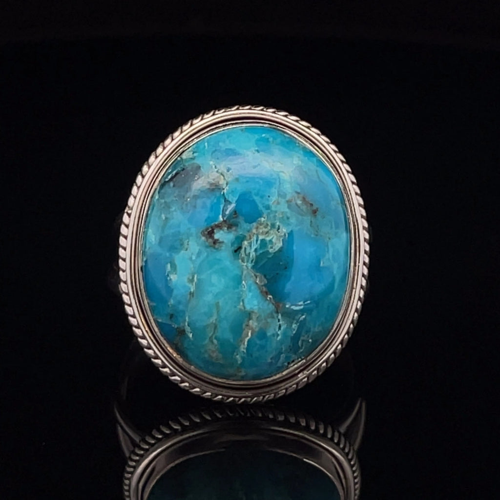 Sterling Silver Kingman Turquoise Ring Size 10