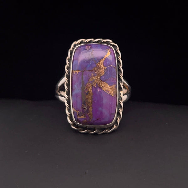 Sterling Silver Copper Purple Turquoise Ring Size 11