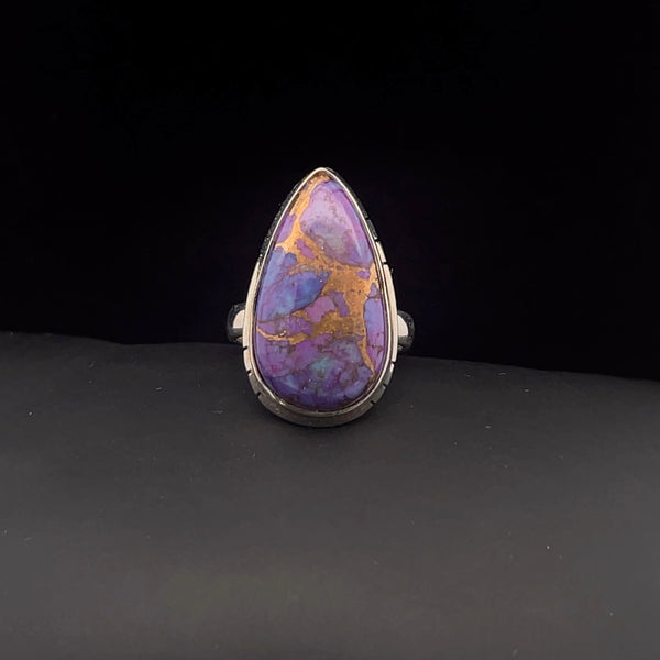 Sterling Silver Copper Purple Turquoise Ring Size 7