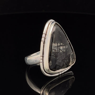 Sterling Silver Tourmalated Quartz Ring Size 7