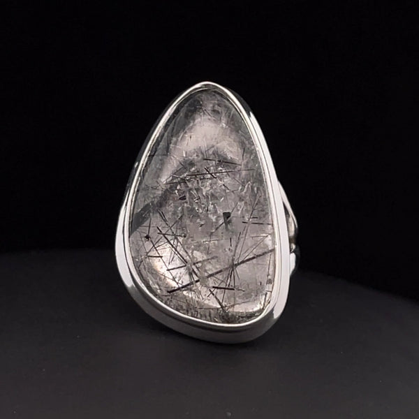 Sterling Silver Tourmalated Quartz Ring Size 5