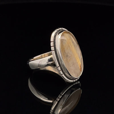 Sterling Silver Rutilated Quartz Ring Size 5