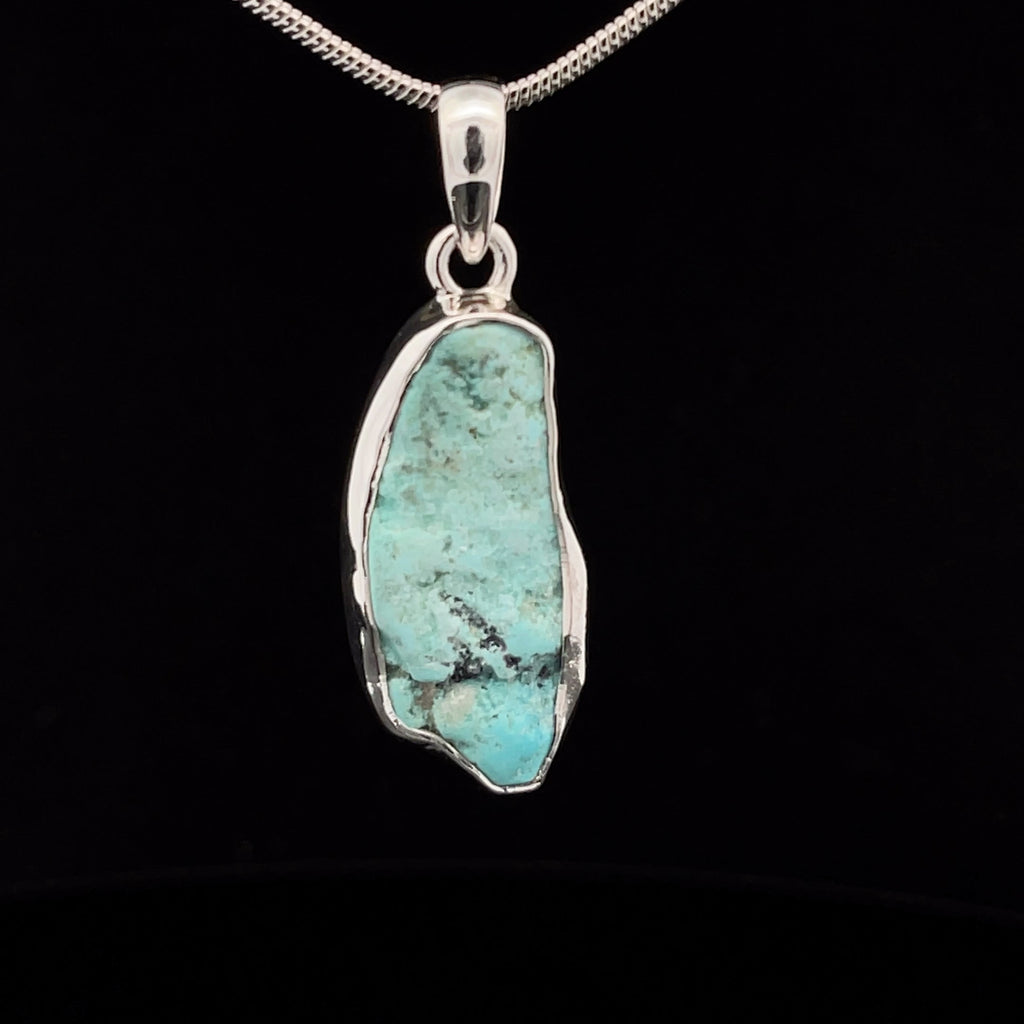 Sterling Silver Raw Turquoise Pendant