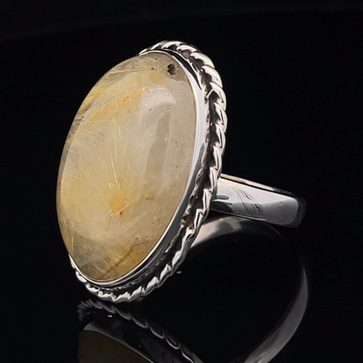 Sterling Silver Rutilated Quartz Ring Size 11