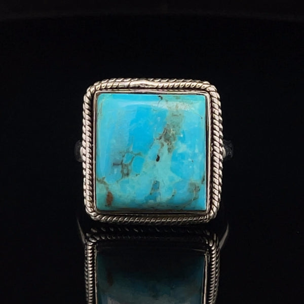 Sterling Silver Kingman Turquoise Ring Size 10