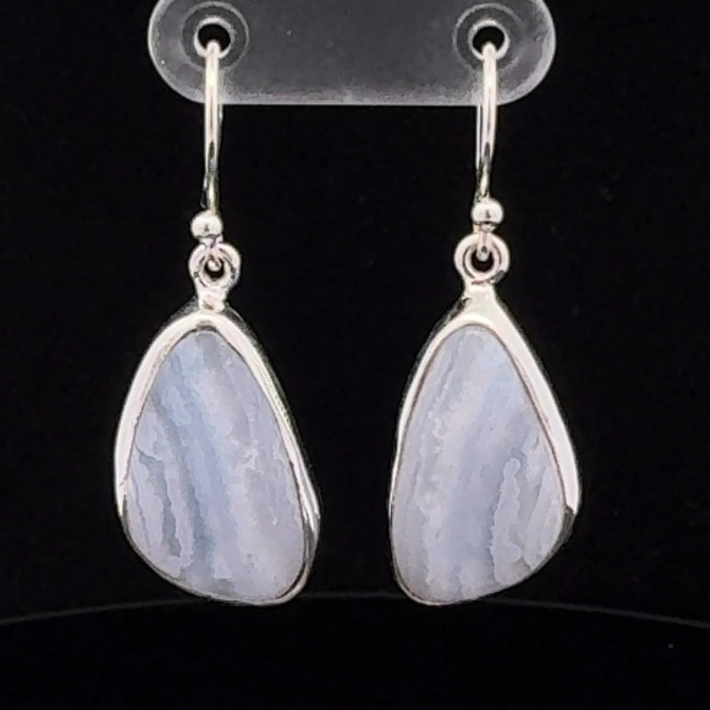 Sterling Silver Blue Lace Agate Earrings