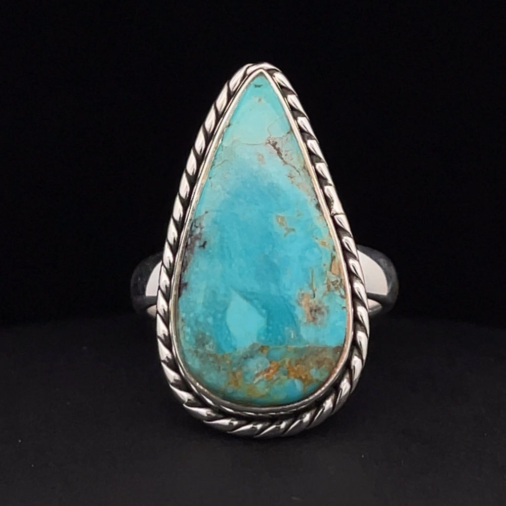 Sterling Silver Kingman Turquoise Ring Size 5.5