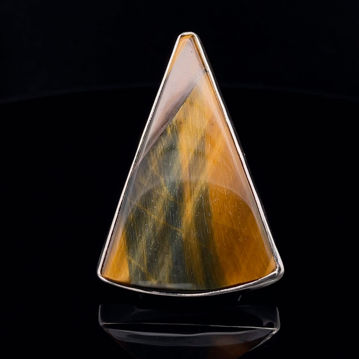 Sterling Silver Large Yellow Tiger Eye Ring Adjustable