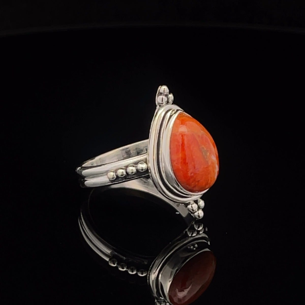 Sterling Silver Sponge Coral Ring Size 7