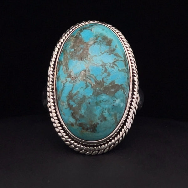 Sterling Silver Kingman Turquoise Ring Size 8