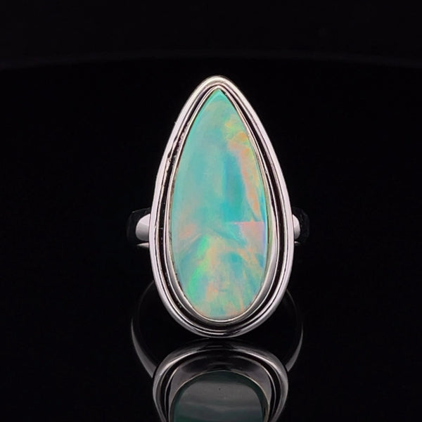 Sterling Silver Aura Opal Ring Size 7