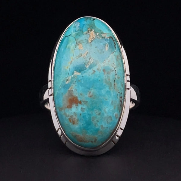 Sterling Silver Kingman Turquoise Ring Size 9