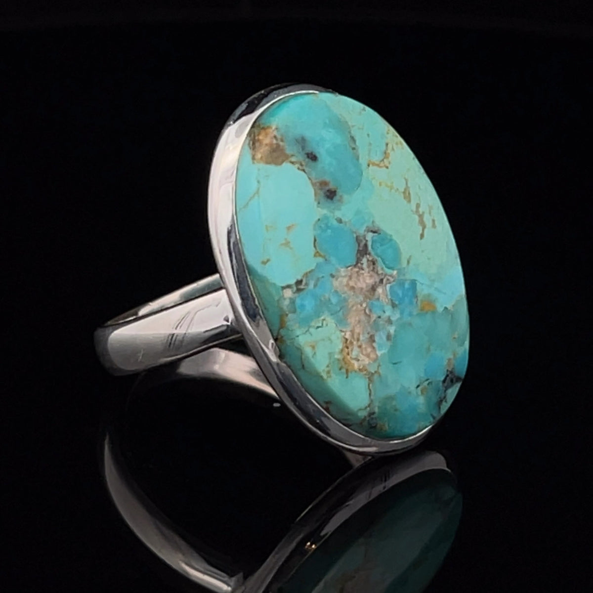 Sterling Silver Kingman Turquoise Ring Size 10