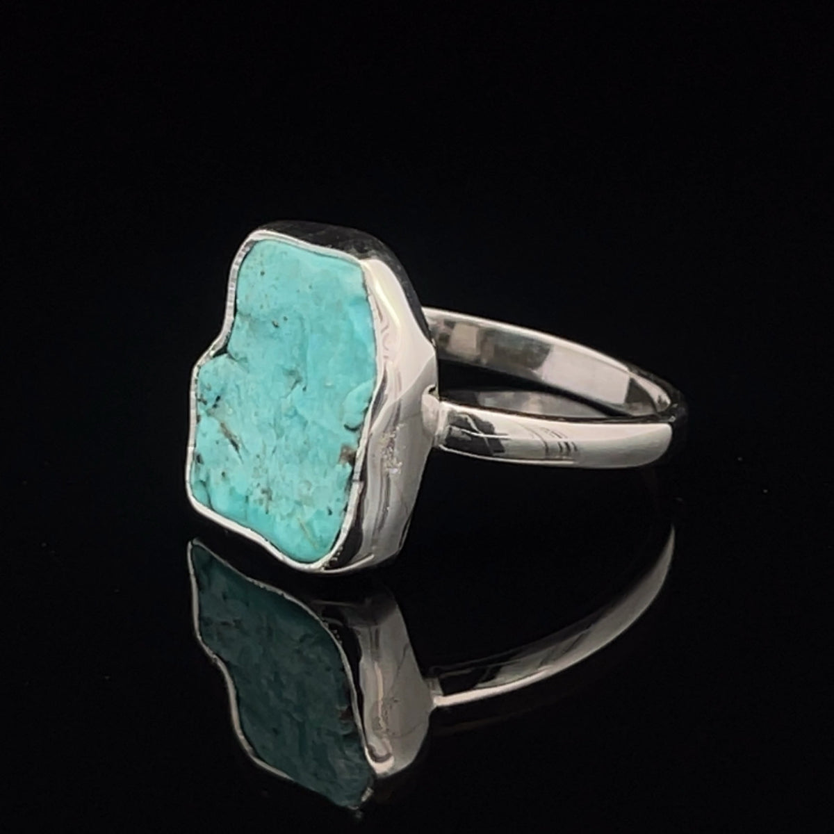 Sterling Silver Raw Turquoise Ring Size 10