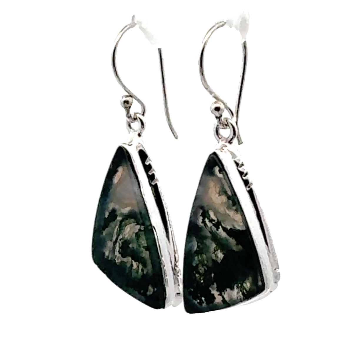 Sterling Silver Moss Agate Earrings