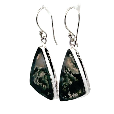 Sterling Silver Moss Agate Earrings