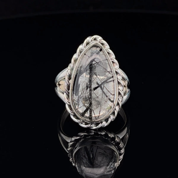 Sterling Silver Tourmalated Quartz Ring Size 7