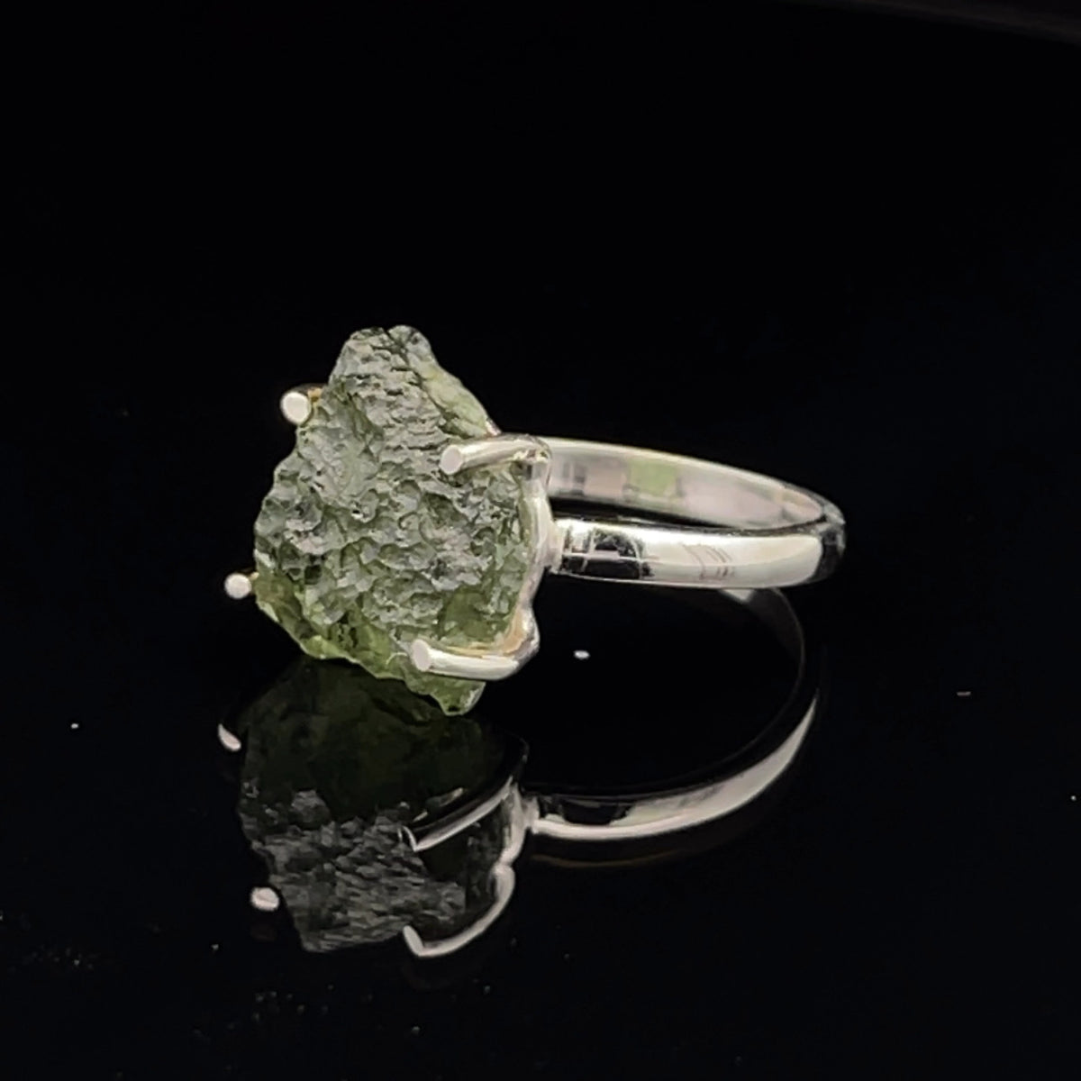 Sterling Silver Moldavite Ring Size 7