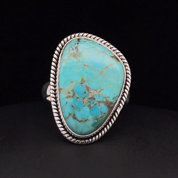 Sterling Silver Kingman Turquoise Ring Size 8