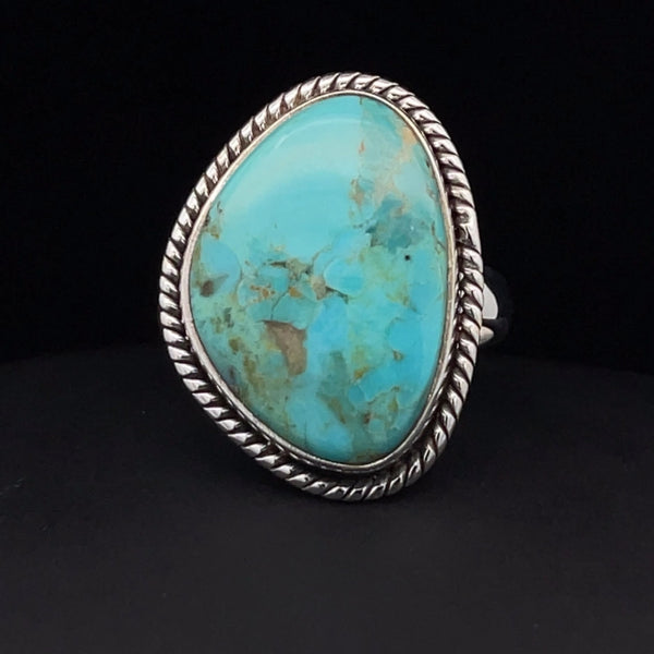 Sterling Silver Kingman Turquoise Ring Size 8